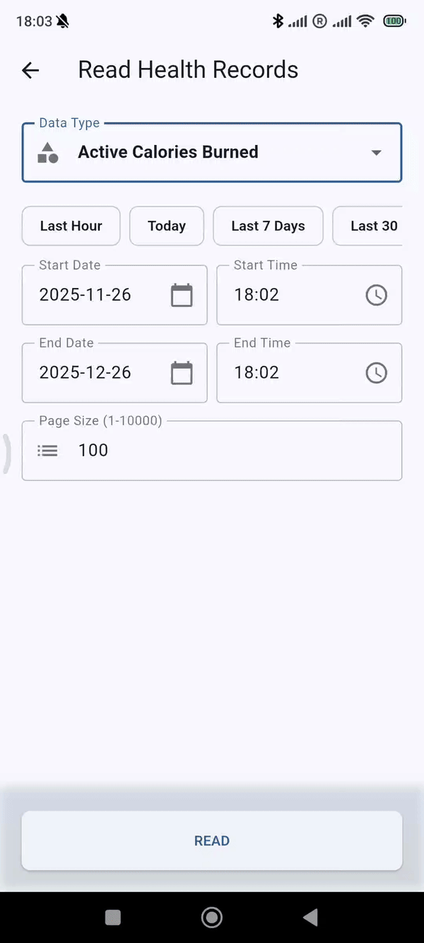 Deleting health records on Android